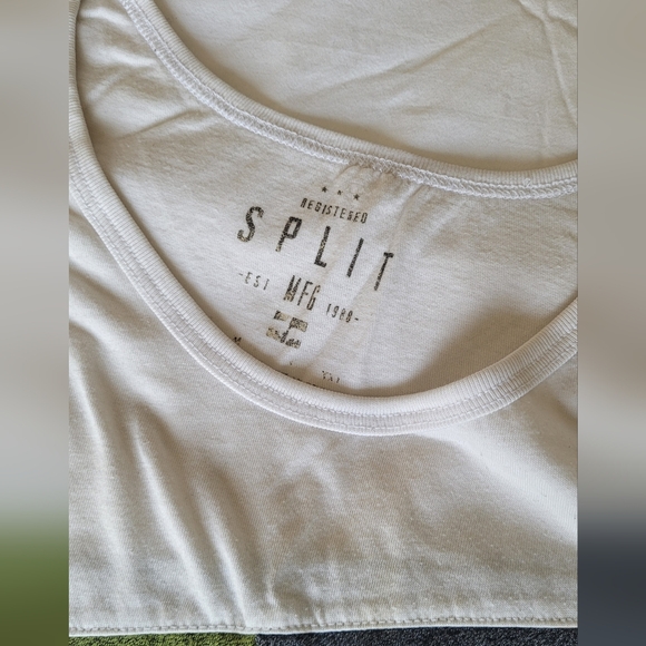 Split men's White, Green, and Black Tank Top - Picture 3 of 5